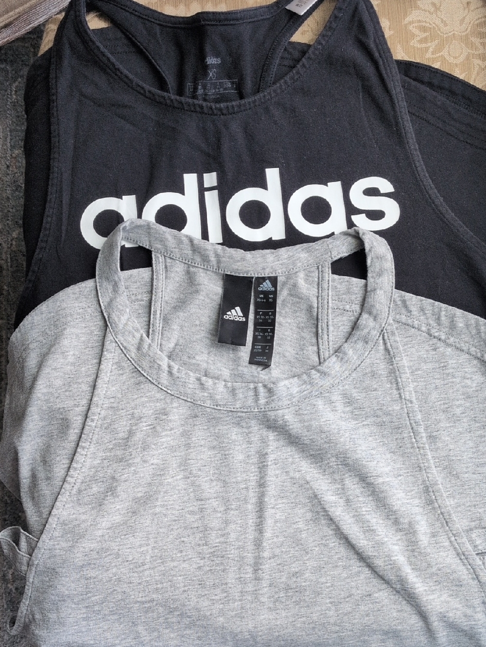 adidas Black & Heather Gray Racerback Tank Tops